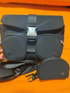 Everyday Black Women's Crossbody Bag with Removable Coin Pouch